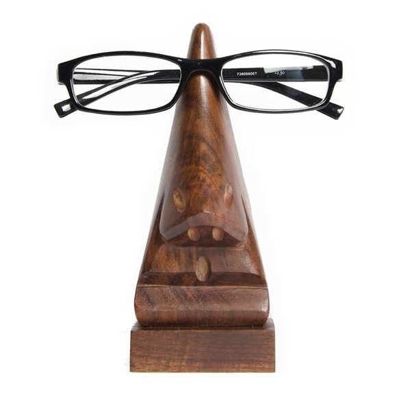 🆕 Hand Carved Nose Eyeglass Holder Stand in Sheesham Rosewood - Picture 2 of 4